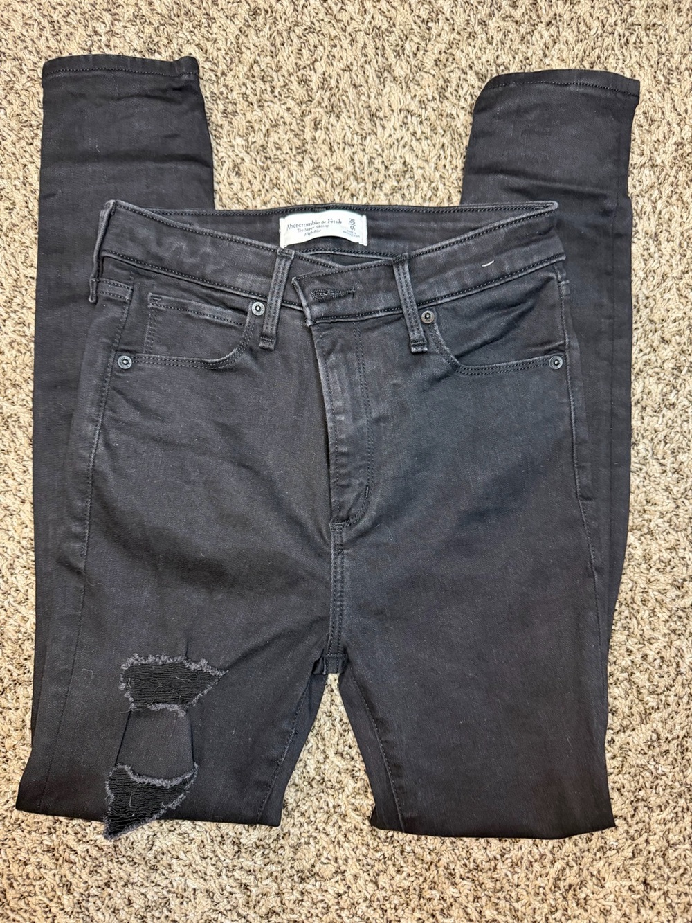 Abercrombie & Fitch Black Distressed Skinny Jeans